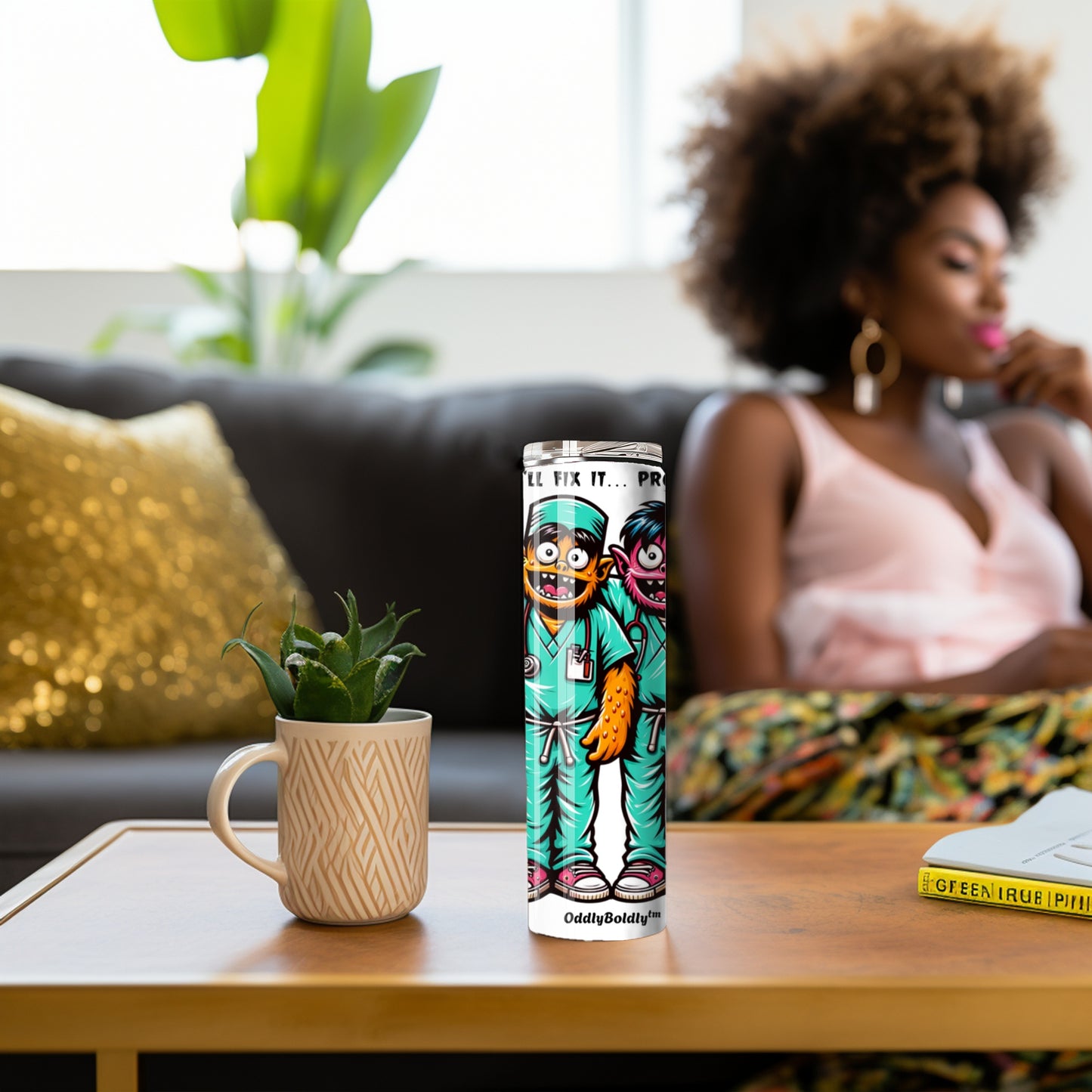 Stainless Steel Tumbler, 20oz - Cute Funny  Monsters Hospital Humor Design Cute Drinkware for Every Occasion