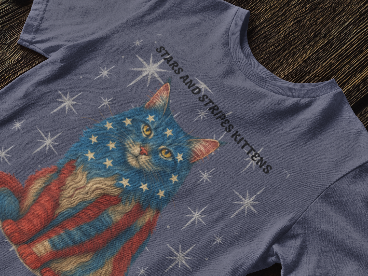 Stars and Stripes Cat Unisex T-Shirt  Funny USA Flag Kitty Graphic Tee Patriotic Cat Shirt for 4th of July Maine Coon Style Cat Lover Gift