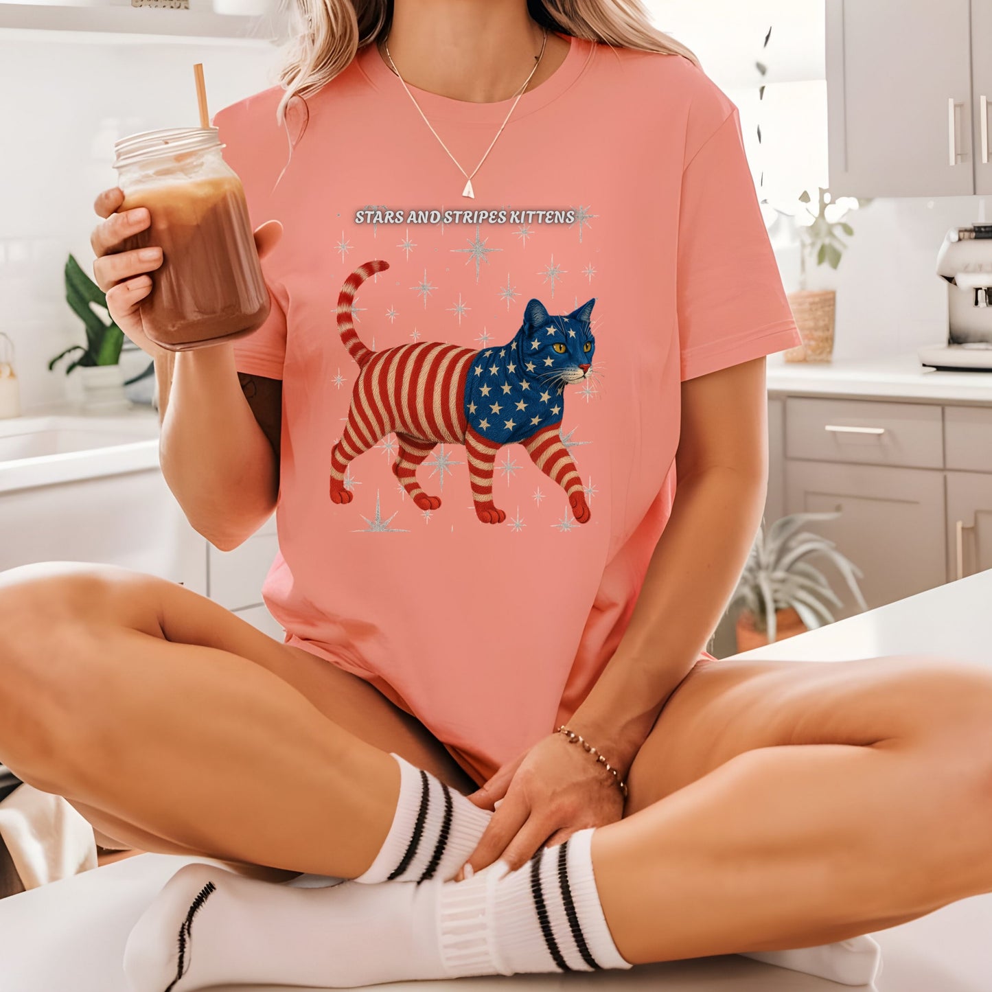 Copy of Stars and Stripes Cat Unisex Tee Funny USA Flag Kitty Graphic Tee Patriotic Cat Shirt for 4th of July Toyger Cat Lovers Gift