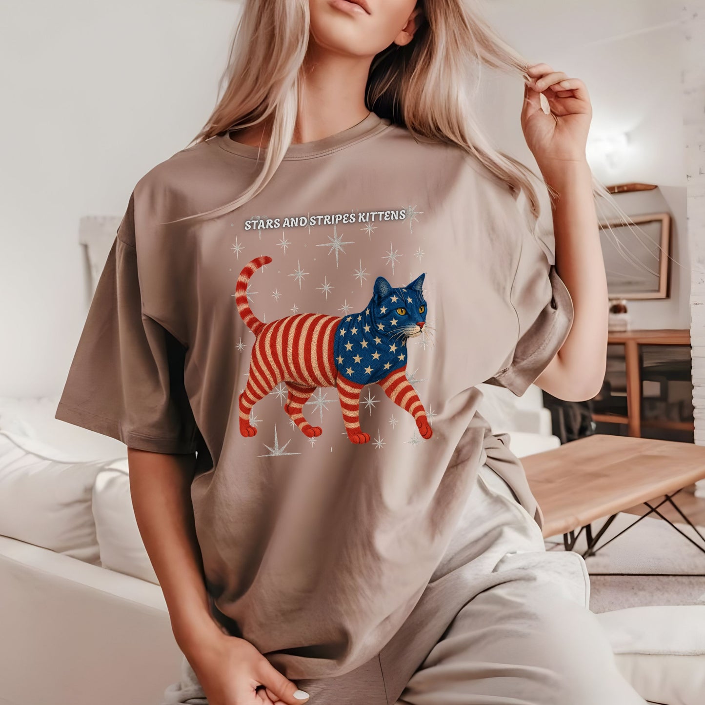 Copy of Stars and Stripes Cat Unisex Tee Funny USA Flag Kitty Graphic Tee Patriotic Cat Shirt for 4th of July Toyger Cat Lovers Gift