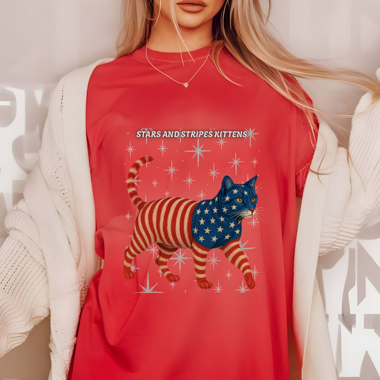 Copy of Stars and Stripes Cat Unisex Tee Funny USA Flag Kitty Graphic Tee Patriotic Cat Shirt for 4th of July Toyger Cat Lovers Gift