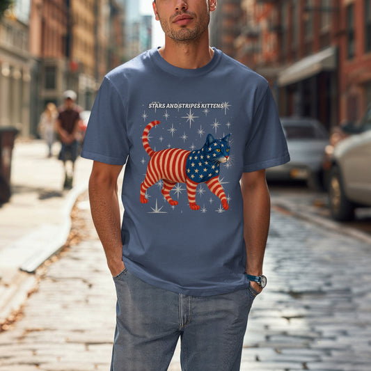 Copy of Stars and Stripes Cat Unisex Tee Funny USA Flag Kitty Graphic Tee Patriotic Cat Shirt for 4th of July Toyger Cat Lovers Gift