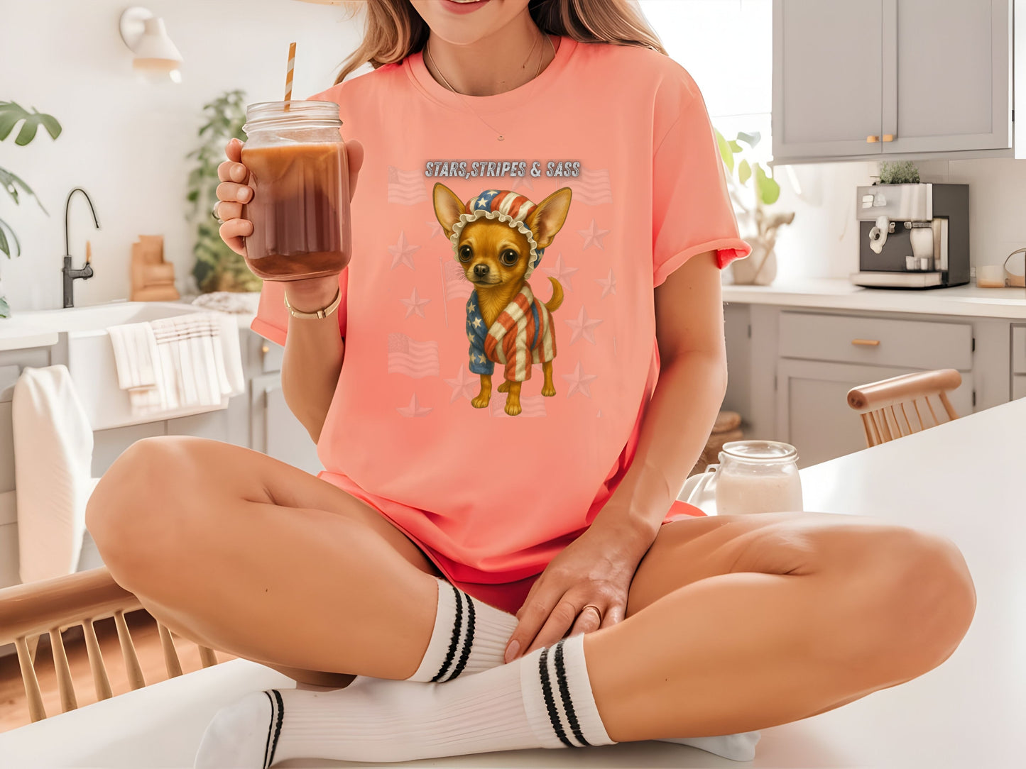 Chihuahua Dog Patriotic Unisex T-Shirt - 4th of July Funny Dog Shirt -USA Flag - American Pride Pet Tee