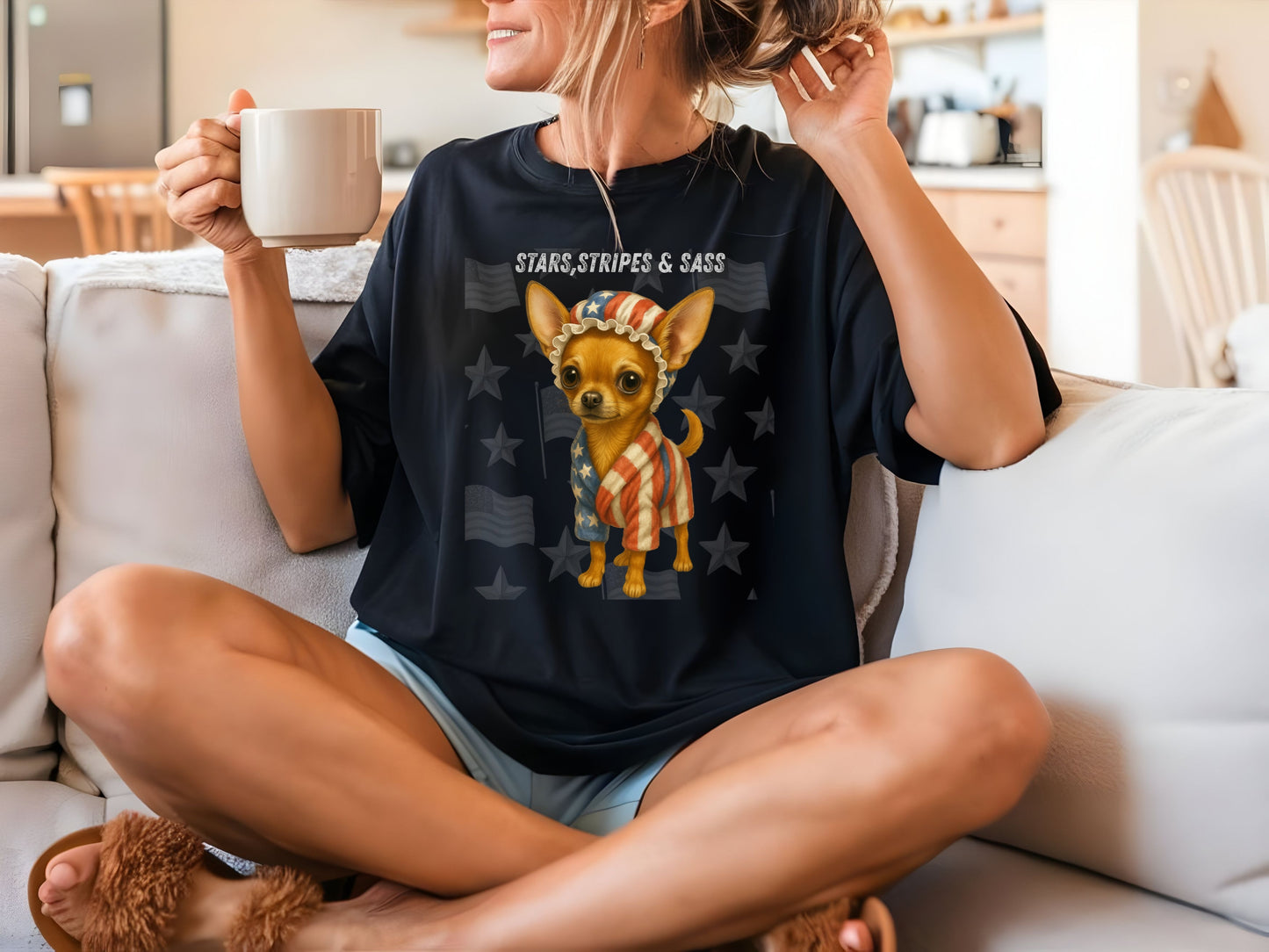 Chihuahua Dog Patriotic Unisex T-Shirt - 4th of July Funny Dog Shirt -USA Flag - American Pride Pet Tee