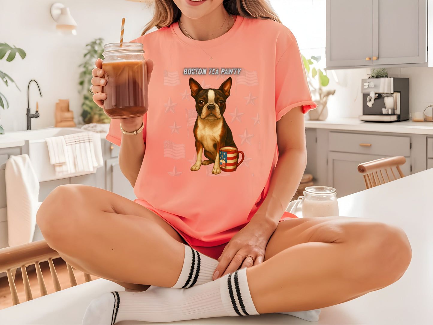 Boston Terrier Patriotic Unisex T-Shirt - 4th of July Funny Dog Shirt -USA Flag - American Pride Pet Tee