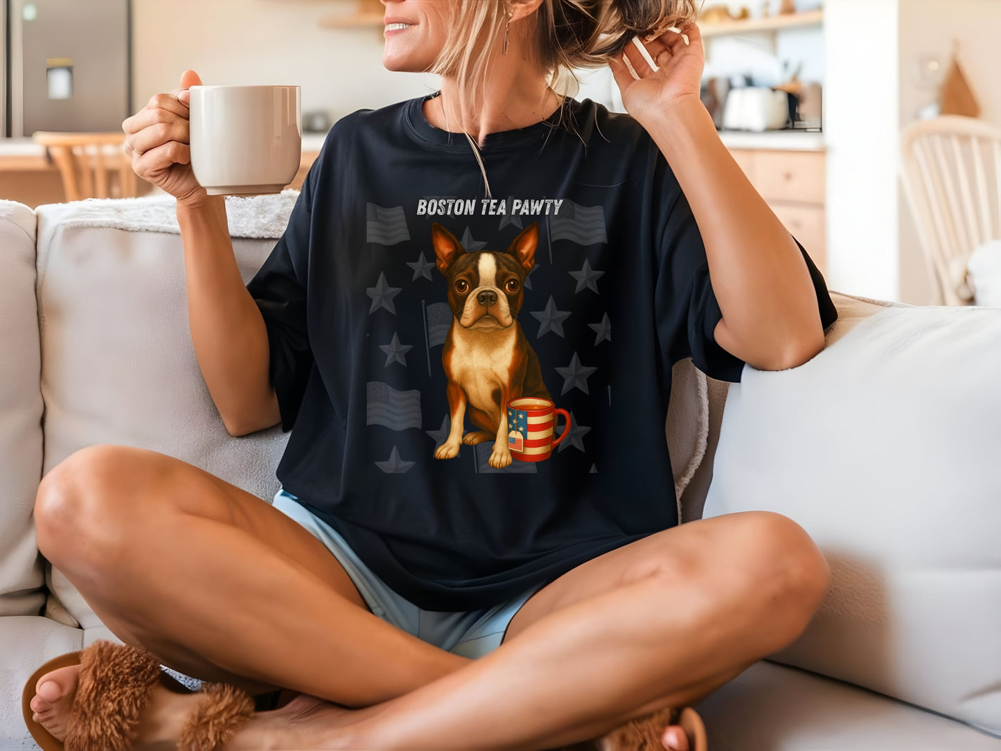 Boston Terrier Patriotic Unisex T-Shirt - 4th of July Funny Dog Shirt -USA Flag - American Pride Pet Tee