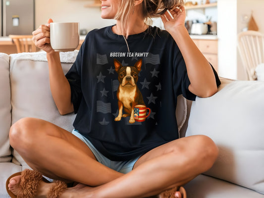 Boston Terrier Patriotic Unisex T-Shirt - 4th of July Funny Dog Shirt -USA Flag - American Pride Pet Tee