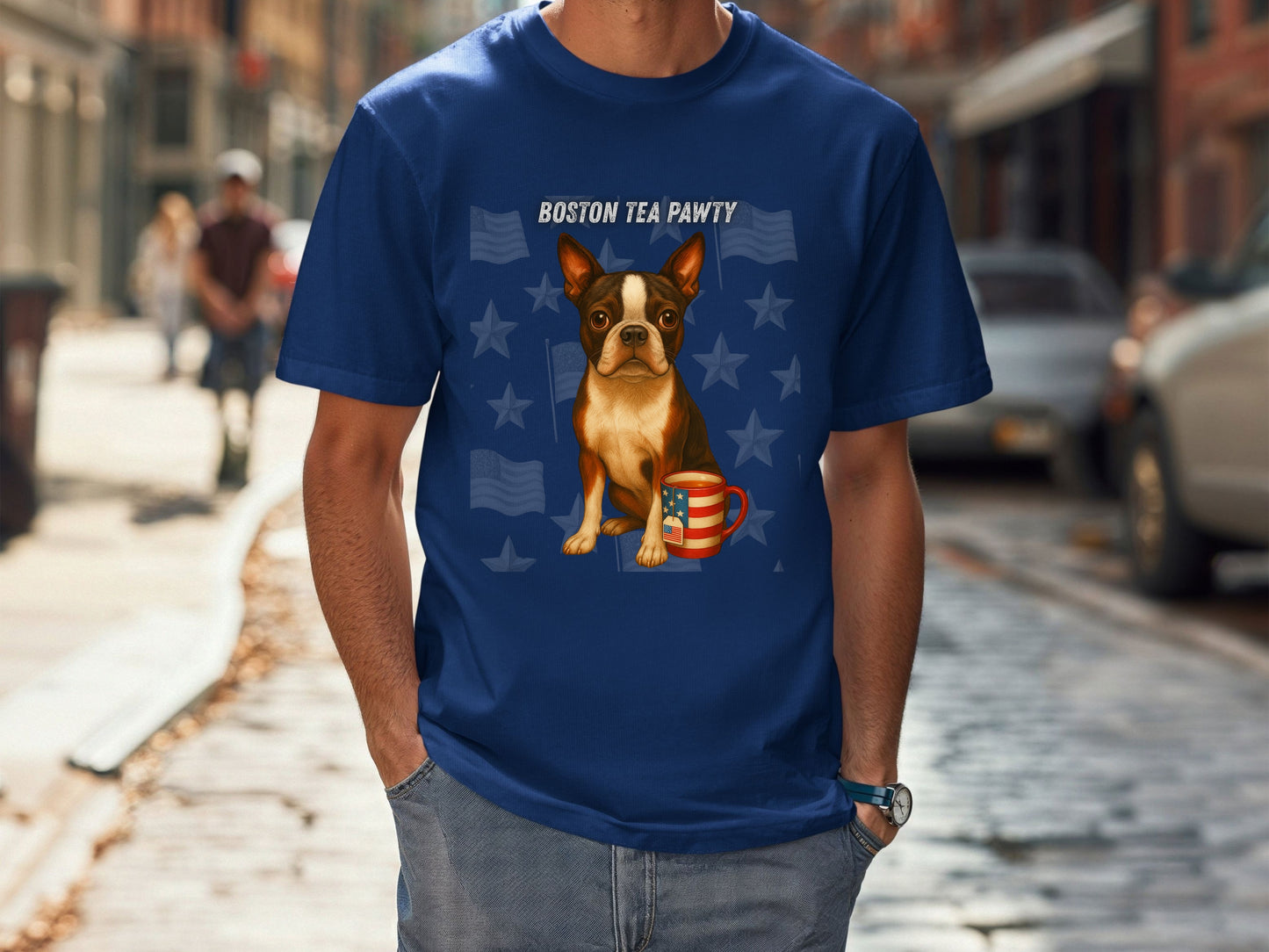 Boston Terrier Patriotic Unisex T-Shirt - 4th of July Funny Dog Shirt -USA Flag - American Pride Pet Tee