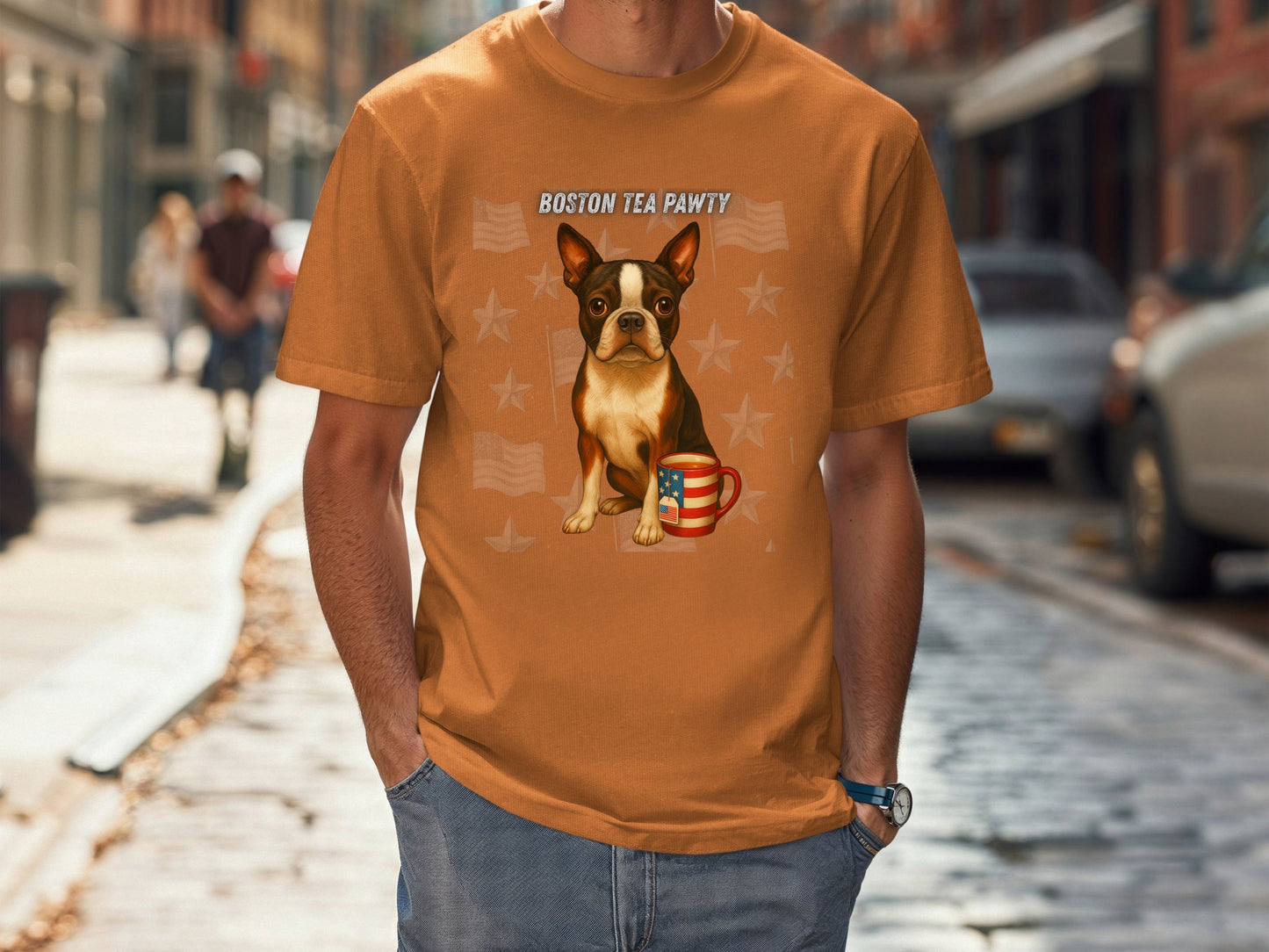Boston Terrier Patriotic Unisex T-Shirt - 4th of July Funny Dog Shirt -USA Flag - American Pride Pet Tee