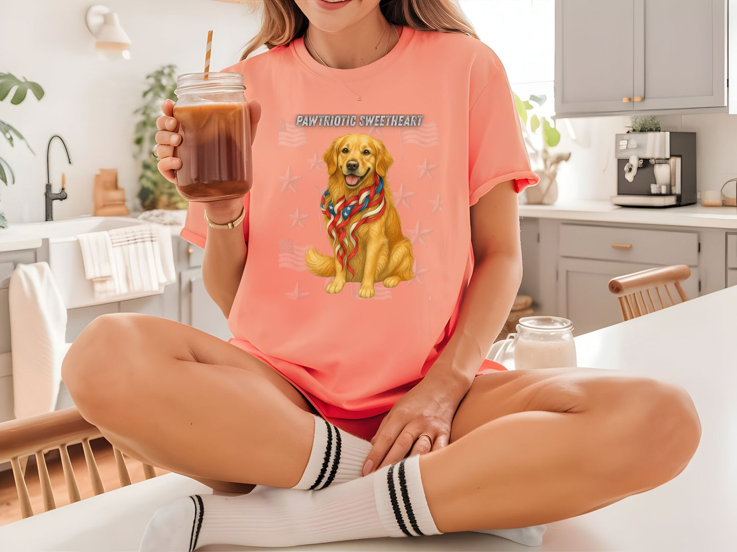 Golden Retriever Patriotic Unisex T-Shirt - 4th of July Funny Dog Shirt -USA Flag - American Pride Pet Tee