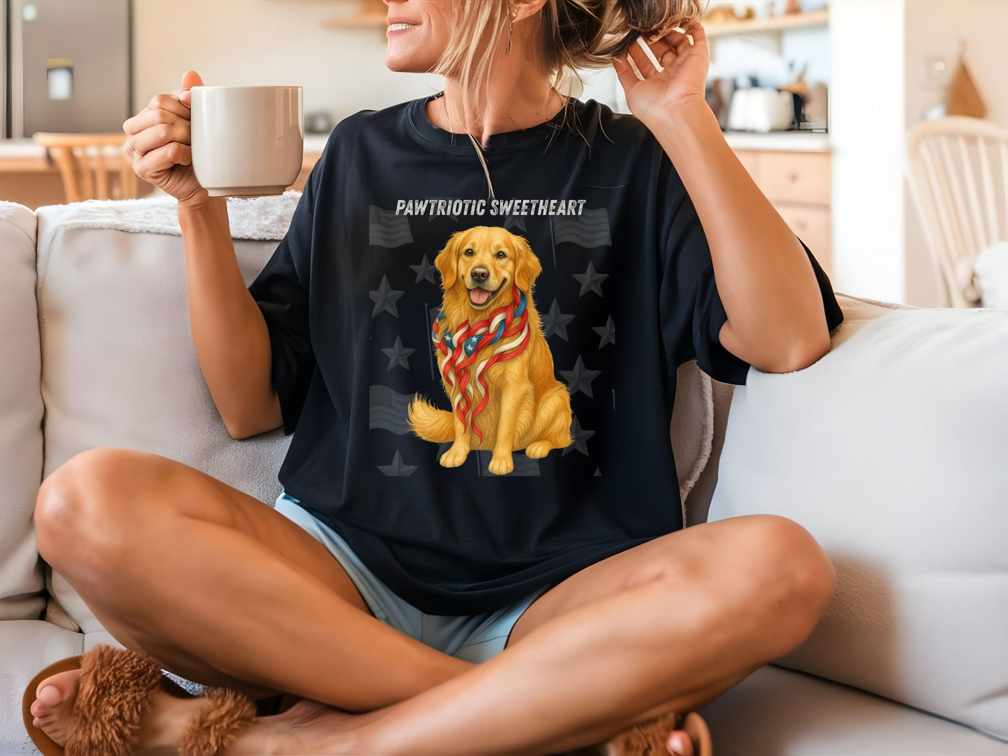 Golden Retriever Patriotic Unisex T-Shirt - 4th of July Funny Dog Shirt -USA Flag - American Pride Pet Tee