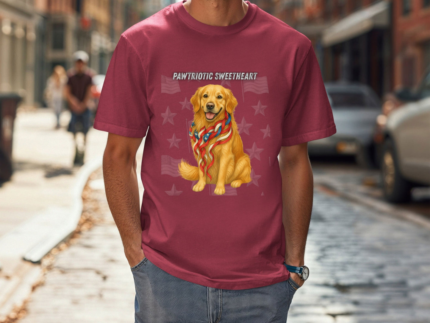 Golden Retriever Patriotic Unisex T-Shirt - 4th of July Funny Dog Shirt -USA Flag - American Pride Pet Tee