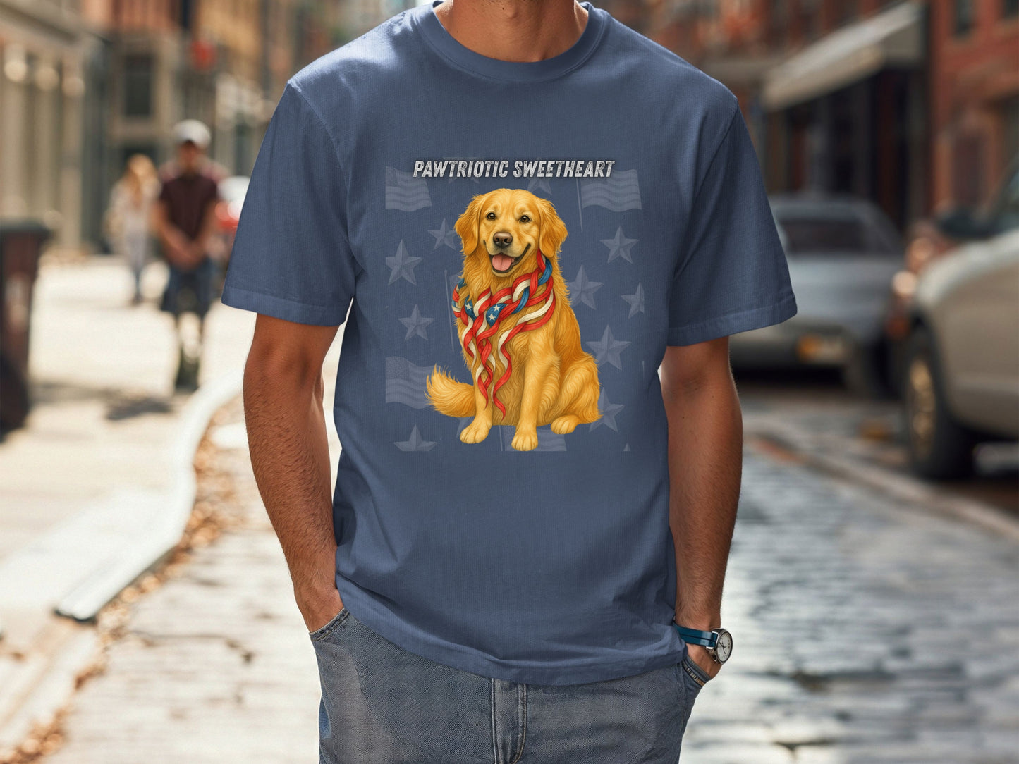 Golden Retriever Patriotic Unisex T-Shirt - 4th of July Funny Dog Shirt -USA Flag - American Pride Pet Tee