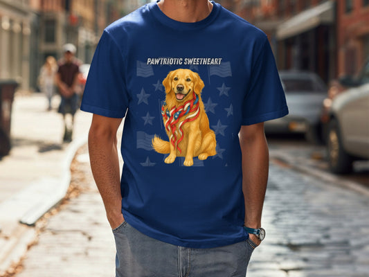 Golden Retriever Patriotic Unisex T-Shirt - 4th of July Funny Dog Shirt -USA Flag - American Pride Pet Tee