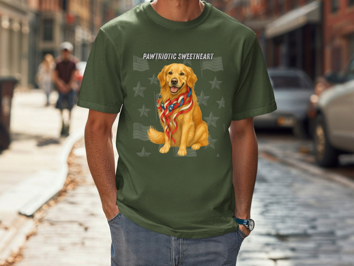 Golden Retriever Patriotic Unisex T-Shirt - 4th of July Funny Dog Shirt -USA Flag - American Pride Pet Tee