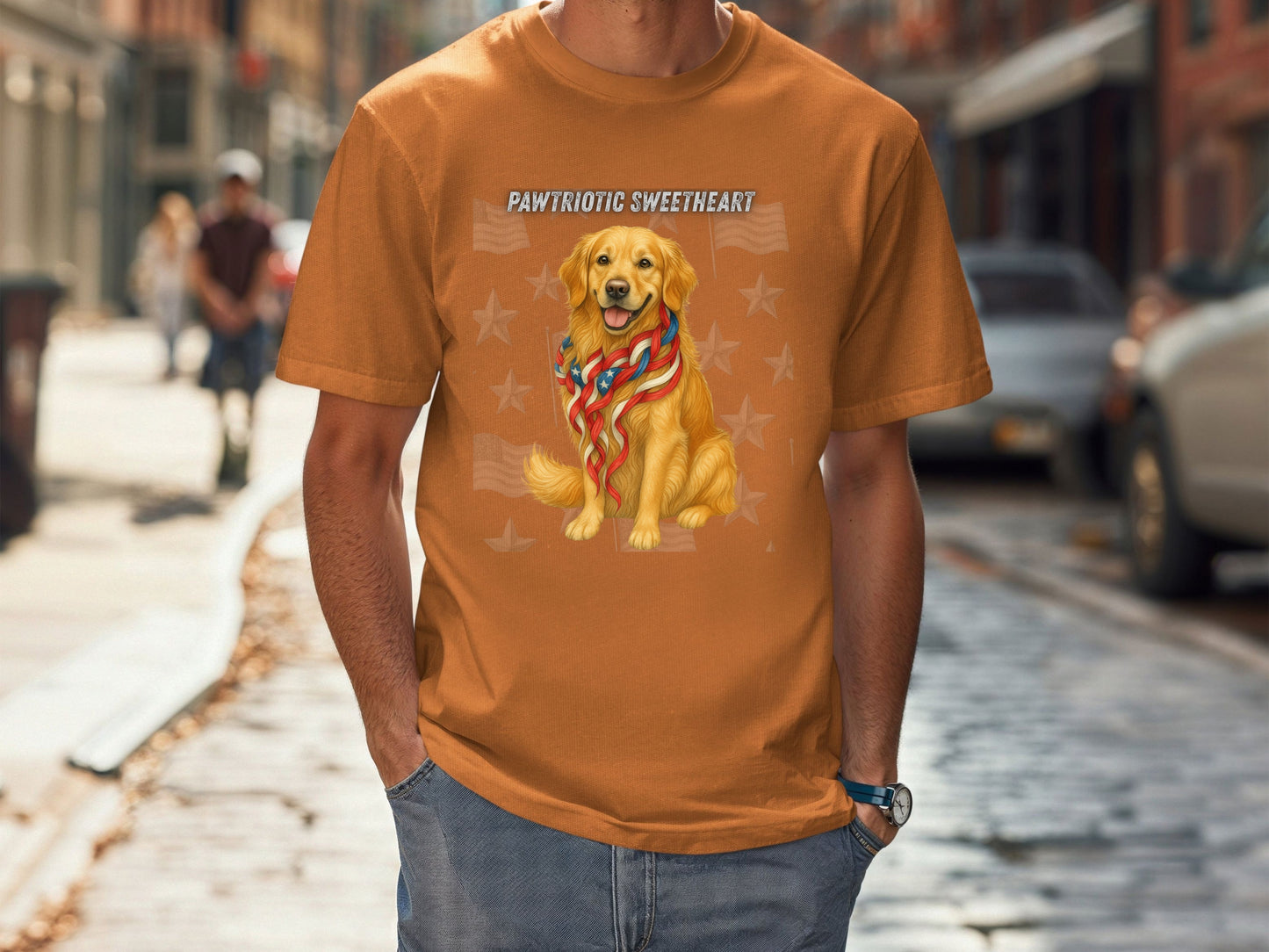 Golden Retriever Patriotic Unisex T-Shirt - 4th of July Funny Dog Shirt -USA Flag - American Pride Pet Tee