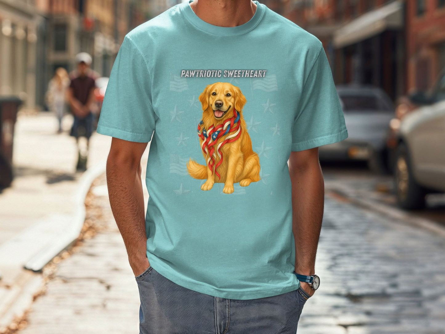 Golden Retriever Patriotic Unisex T-Shirt - 4th of July Funny Dog Shirt -USA Flag - American Pride Pet Tee