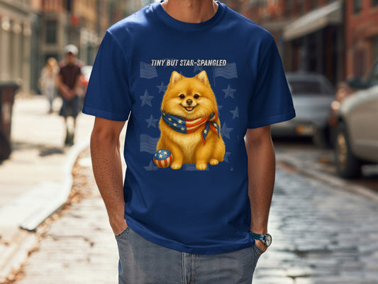 Pomeranian Patriotic Unisex T-Shirt - 4th of July Funny Dog Shirt -USA Flag - American Pride Pet Tee