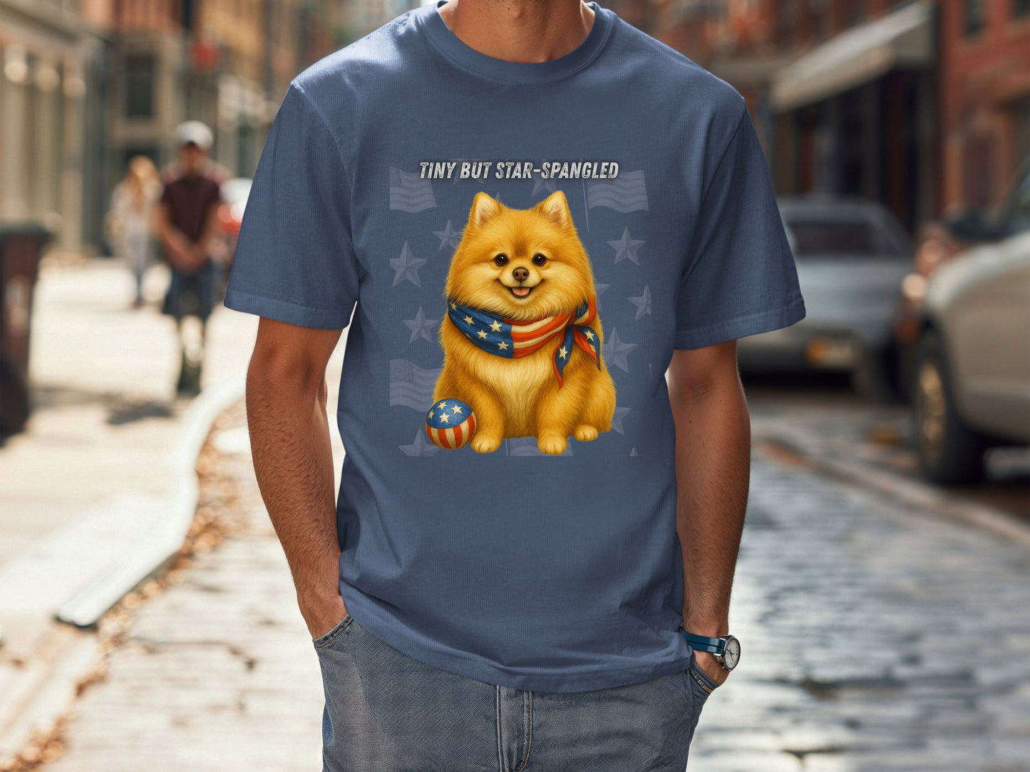 Pomeranian Patriotic Unisex T-Shirt - 4th of July Funny Dog Shirt -USA Flag - American Pride Pet Tee