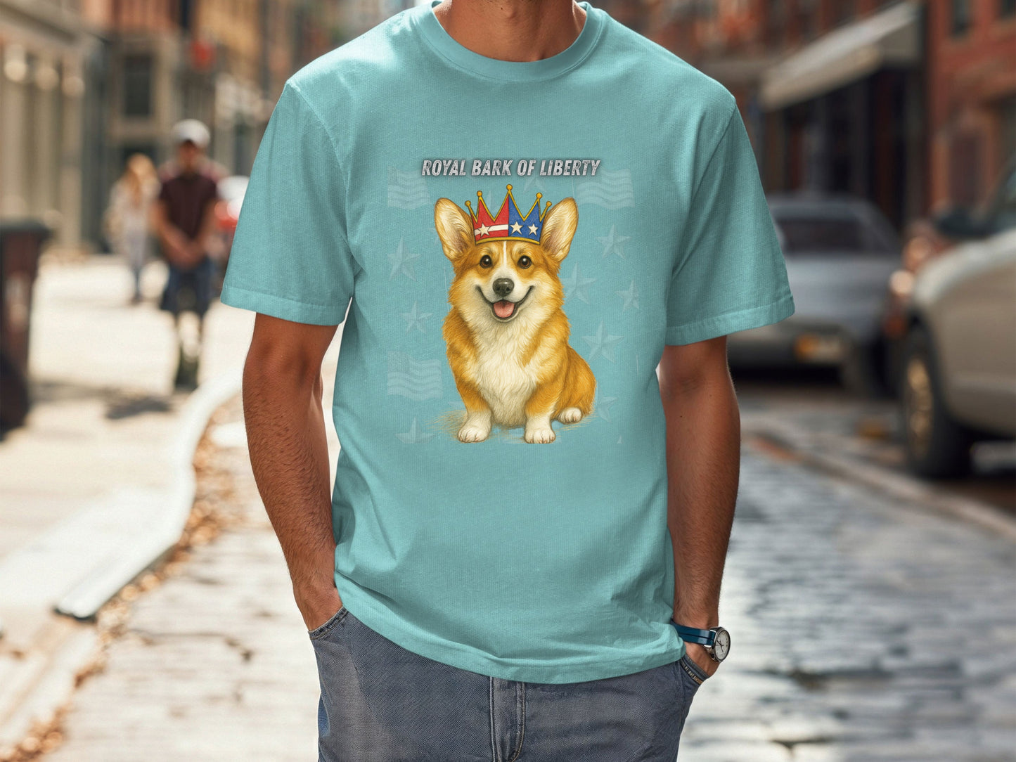 Corgi Patriotic Unisex T-Shirt - 4th of July Funny Dog Shirt -USA Flag - American Pride Pet Tee