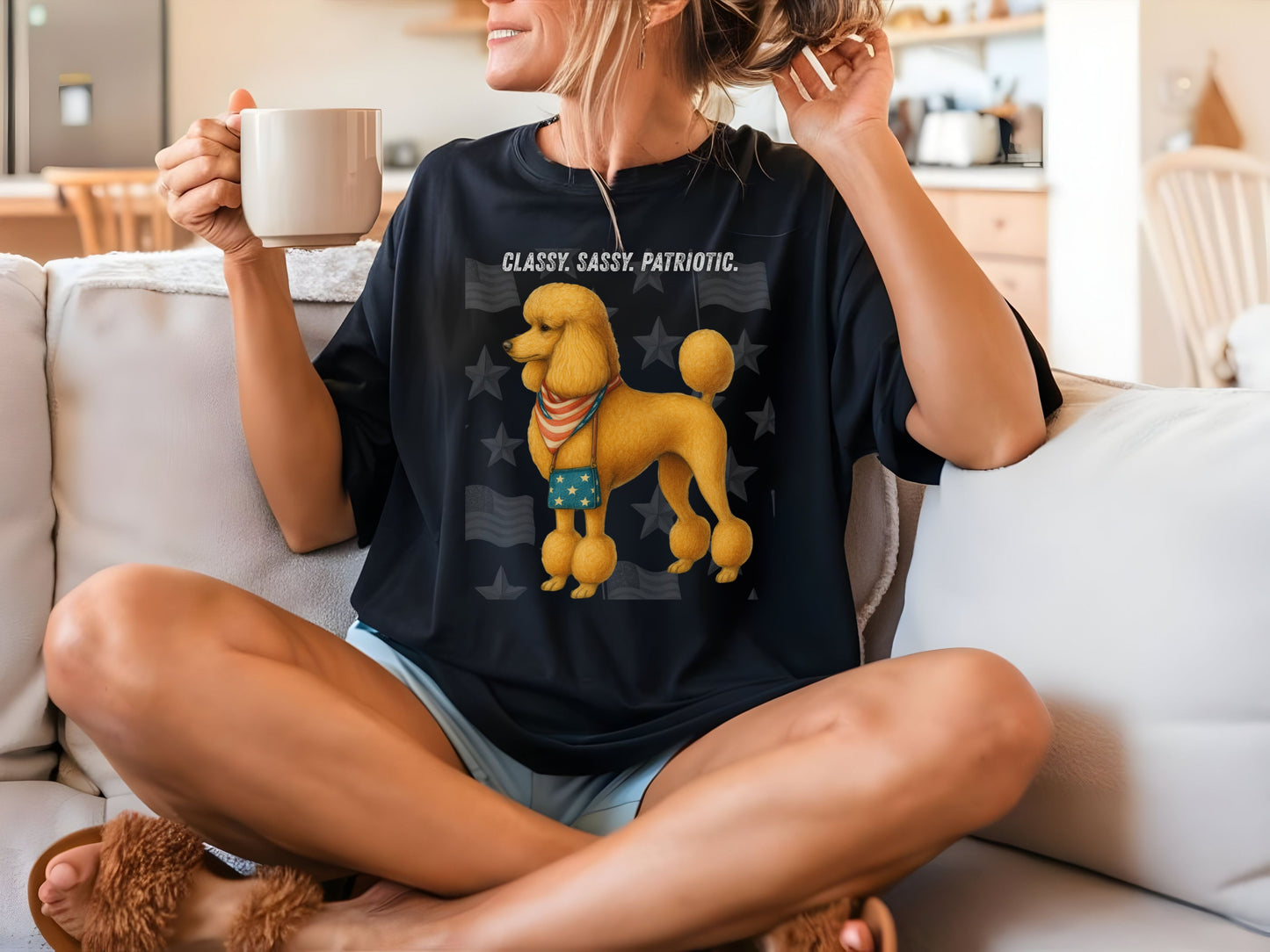 Poodle Patriotic Unisex T-Shirt - 4th of July Funny Dog Shirt -USA Flag - American Pride Pet Tee