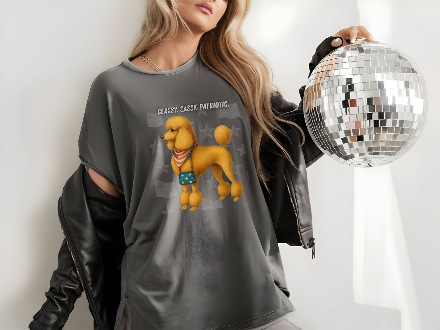 Poodle Patriotic Unisex T-Shirt - 4th of July Funny Dog Shirt -USA Flag - American Pride Pet Tee