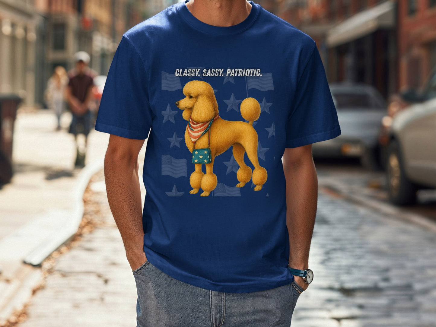 Poodle Patriotic Unisex T-Shirt - 4th of July Funny Dog Shirt -USA Flag - American Pride Pet Tee