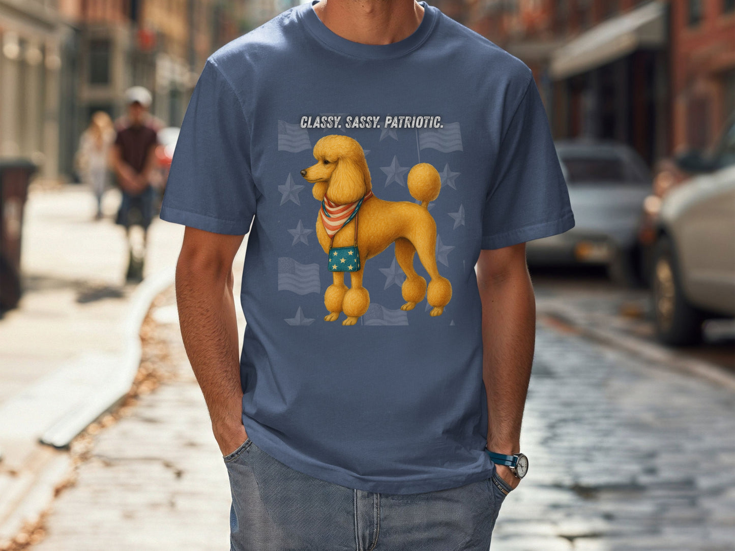 Poodle Patriotic Unisex T-Shirt - 4th of July Funny Dog Shirt -USA Flag - American Pride Pet Tee