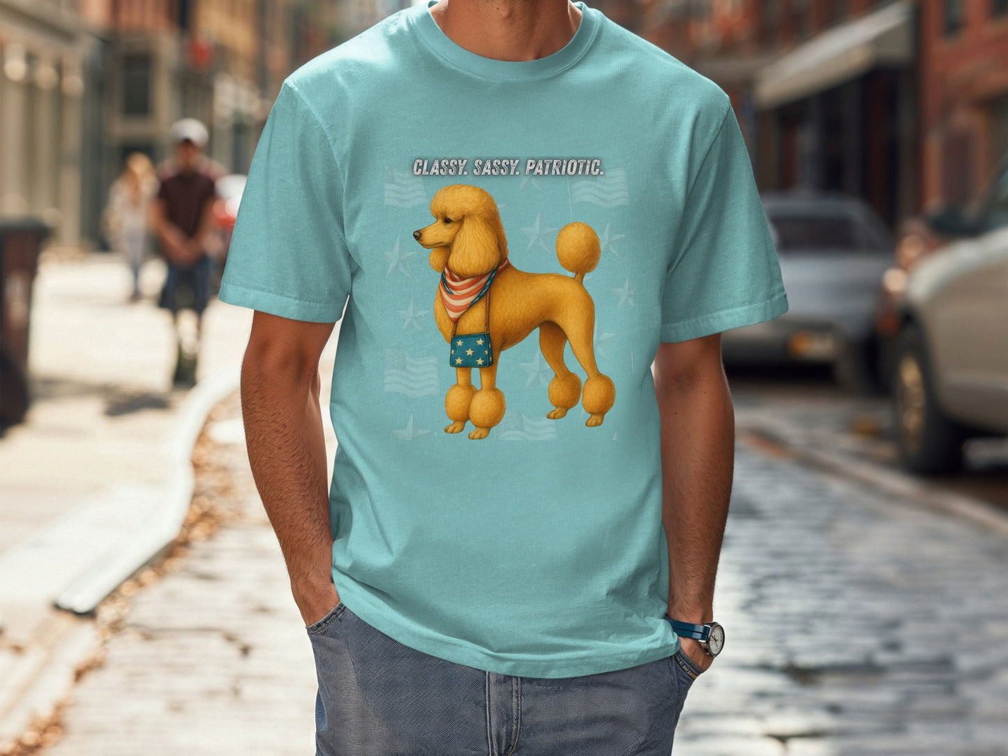 Poodle Patriotic Unisex T-Shirt - 4th of July Funny Dog Shirt -USA Flag - American Pride Pet Tee