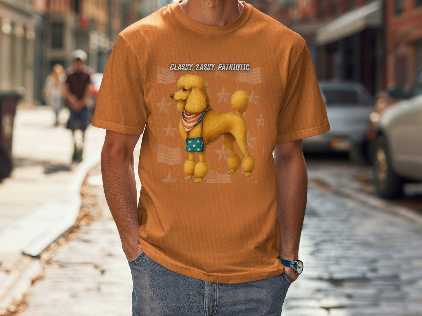 Poodle Patriotic Unisex T-Shirt - 4th of July Funny Dog Shirt -USA Flag - American Pride Pet Tee