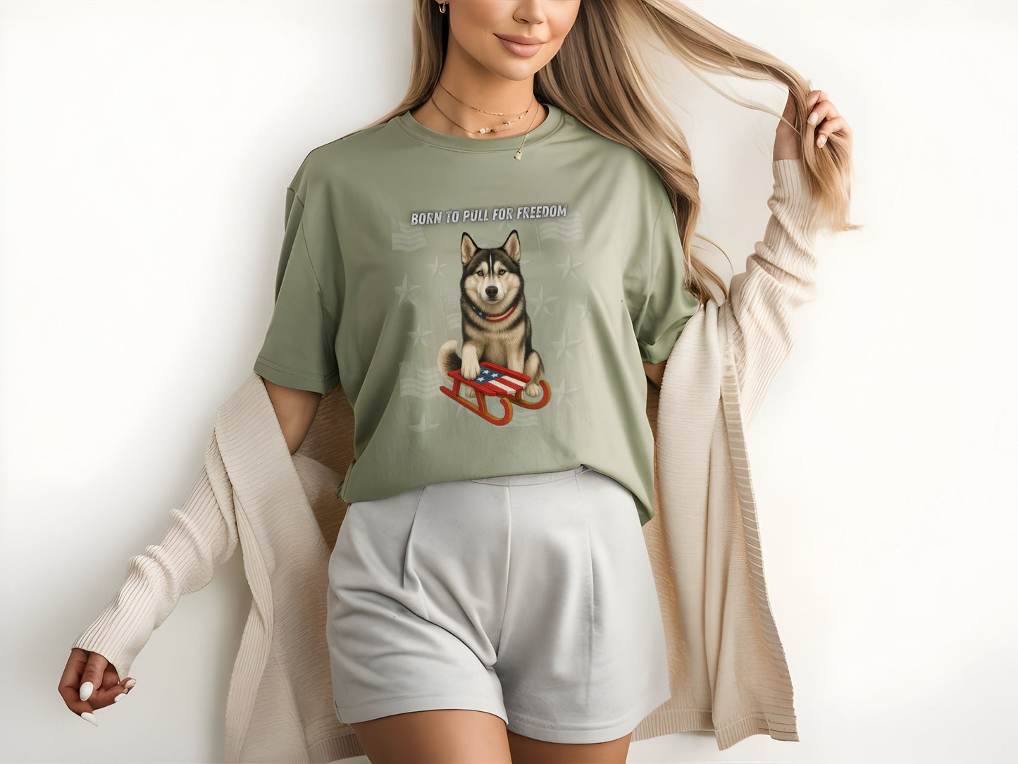Husky Patriotic Unisex T-Shirt - 4th of July Funny Dog Shirt -USA Flag - American Pride Pet Tee Great Gift