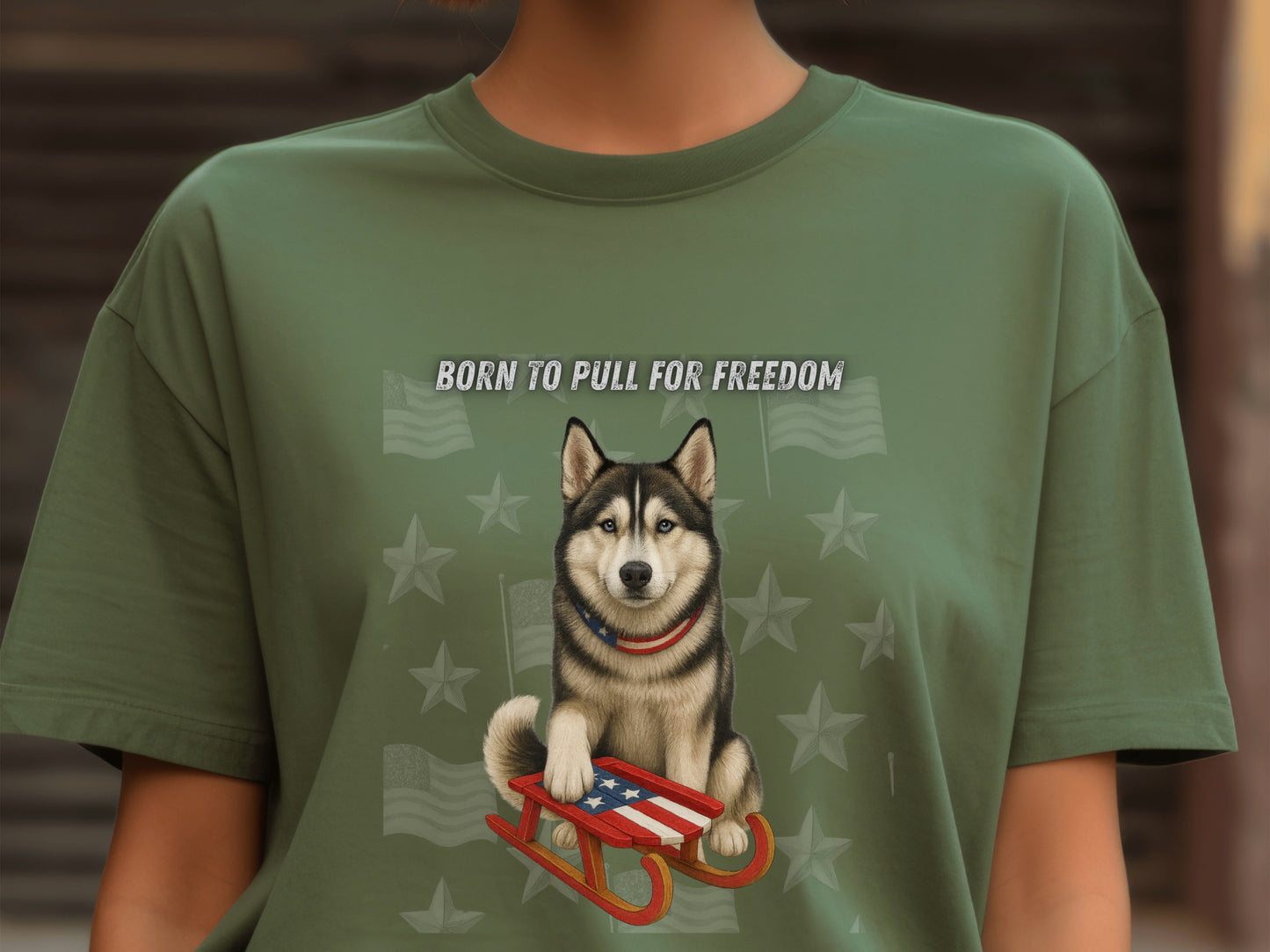 Husky Patriotic Unisex T-Shirt - 4th of July Funny Dog Shirt -USA Flag - American Pride Pet Tee Great Gift