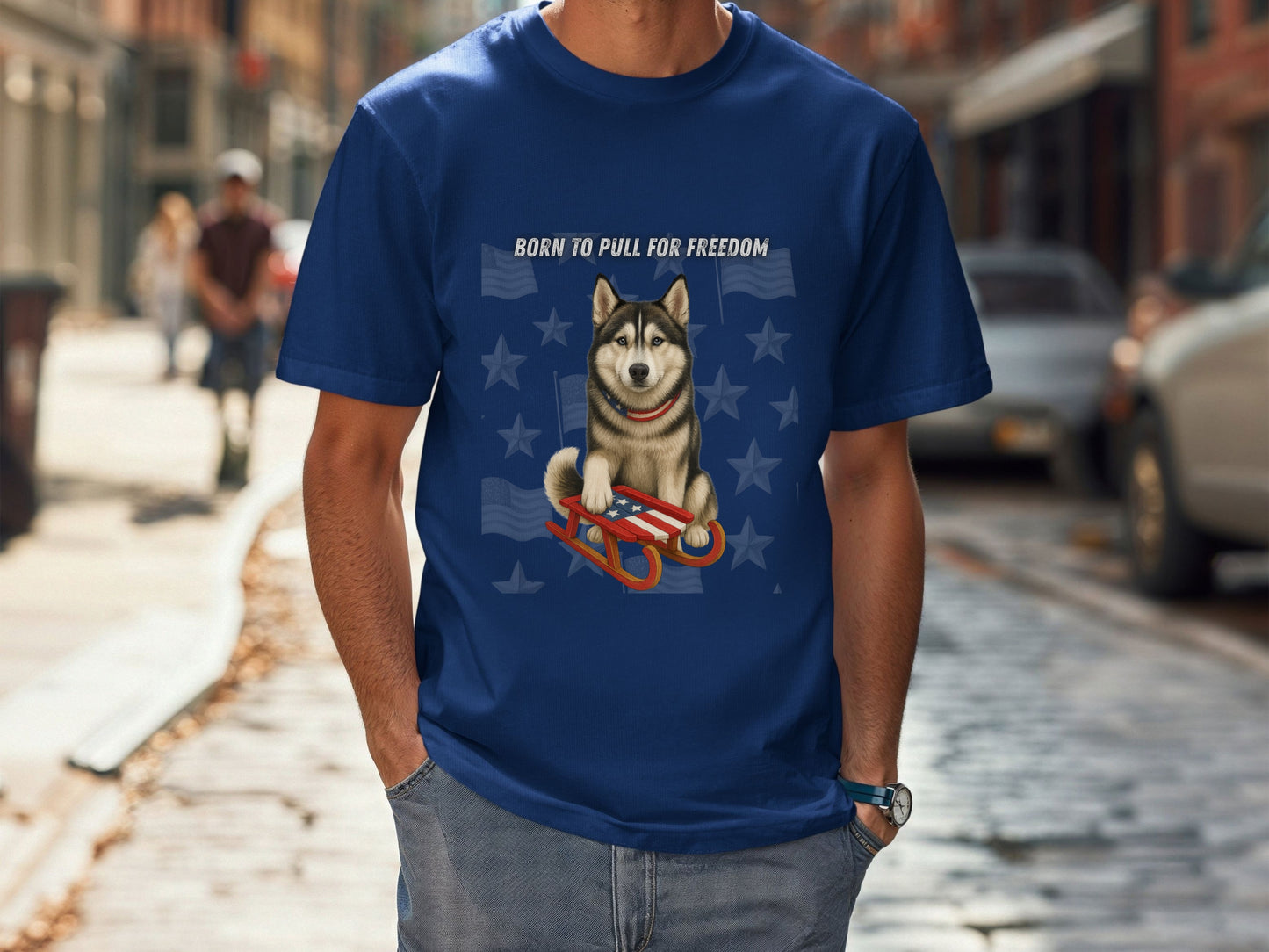 Husky Patriotic Unisex T-Shirt - 4th of July Funny Dog Shirt -USA Flag - American Pride Pet Tee Great Gift