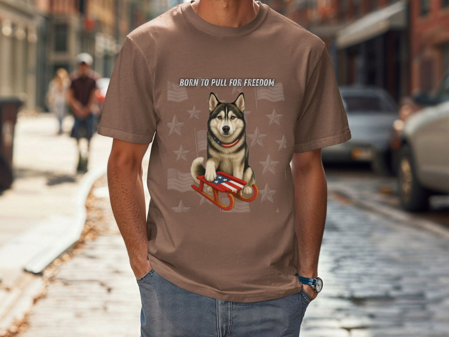 Husky Patriotic Unisex T-Shirt - 4th of July Funny Dog Shirt -USA Flag - American Pride Pet Tee Great Gift