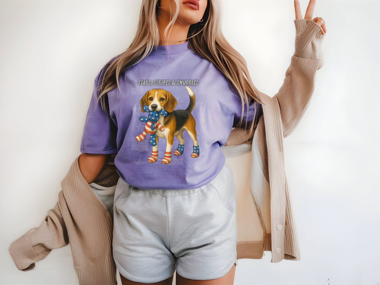 Beagle Patriotic Unisex T-Shirt - 4th of July Funny Dog Shirt -USA Flag - American Pride Pet Tee Great Gift