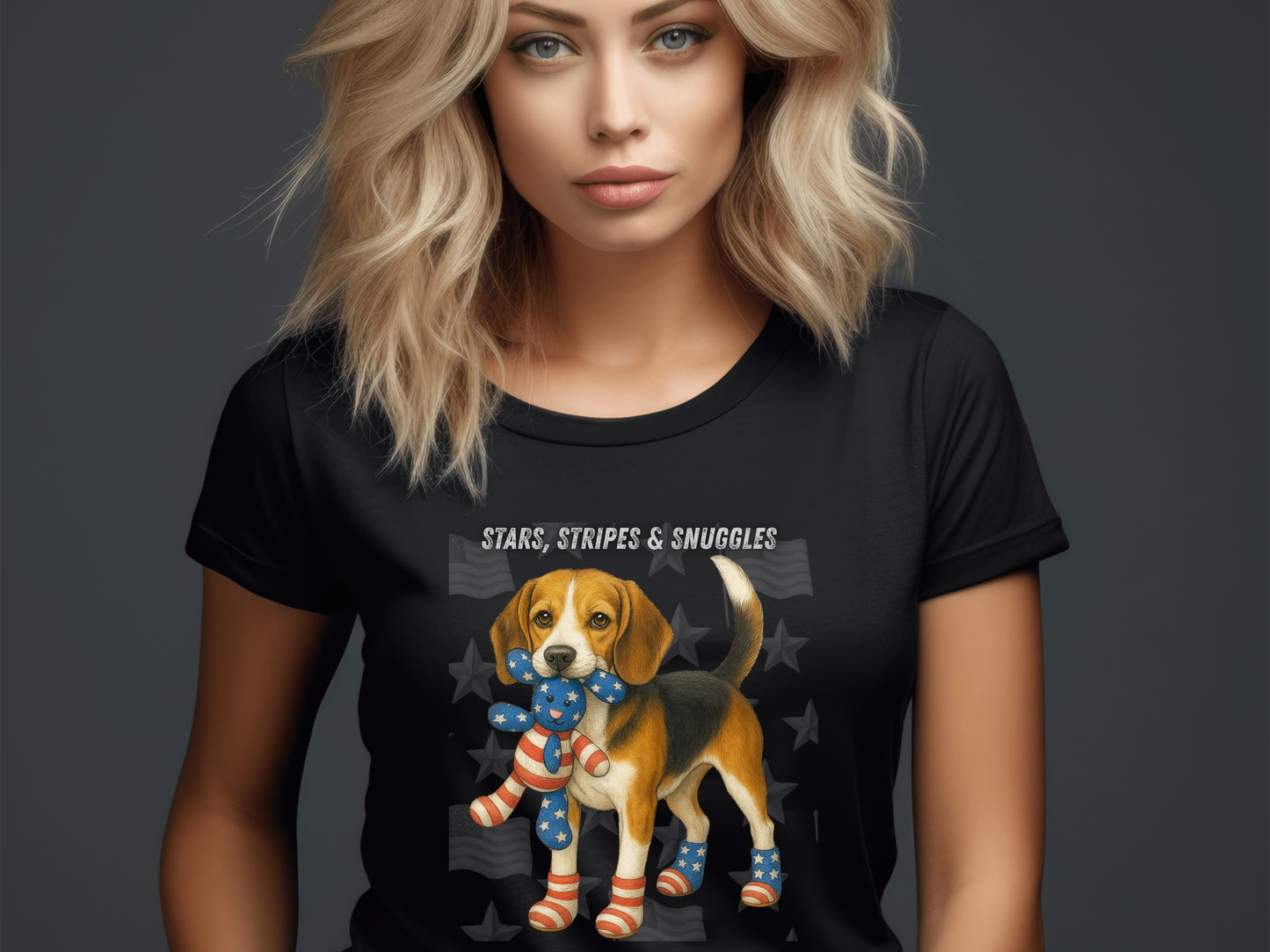 Beagle Patriotic Unisex T-Shirt - 4th of July Funny Dog Shirt -USA Flag - American Pride Pet Tee Great Gift