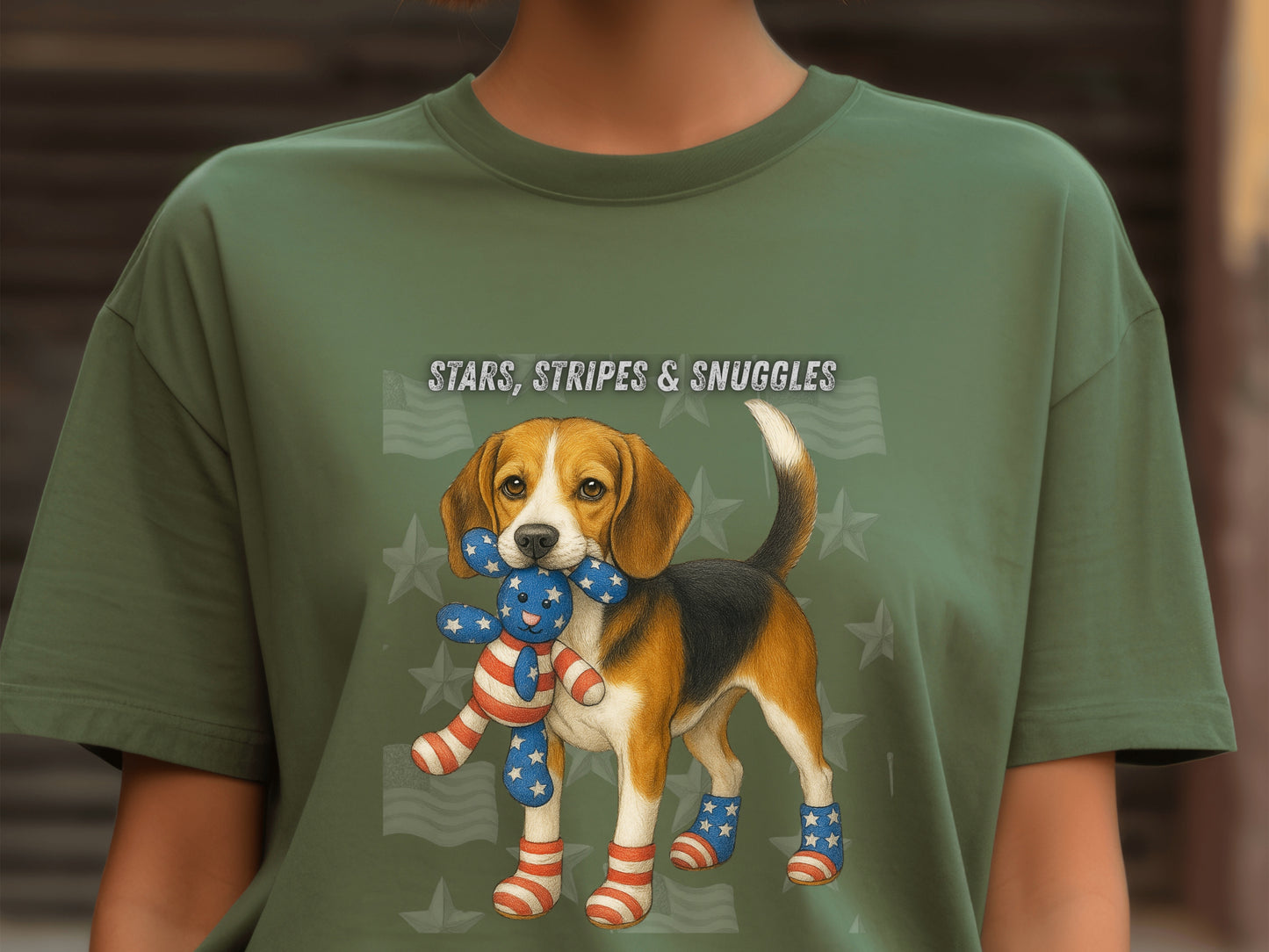 Beagle Patriotic Unisex T-Shirt - 4th of July Funny Dog Shirt -USA Flag - American Pride Pet Tee Great Gift