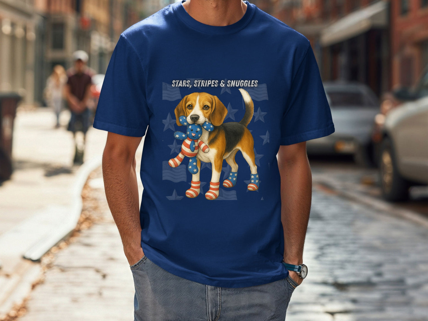 Beagle Patriotic Unisex T-Shirt - 4th of July Funny Dog Shirt -USA Flag - American Pride Pet Tee Great Gift