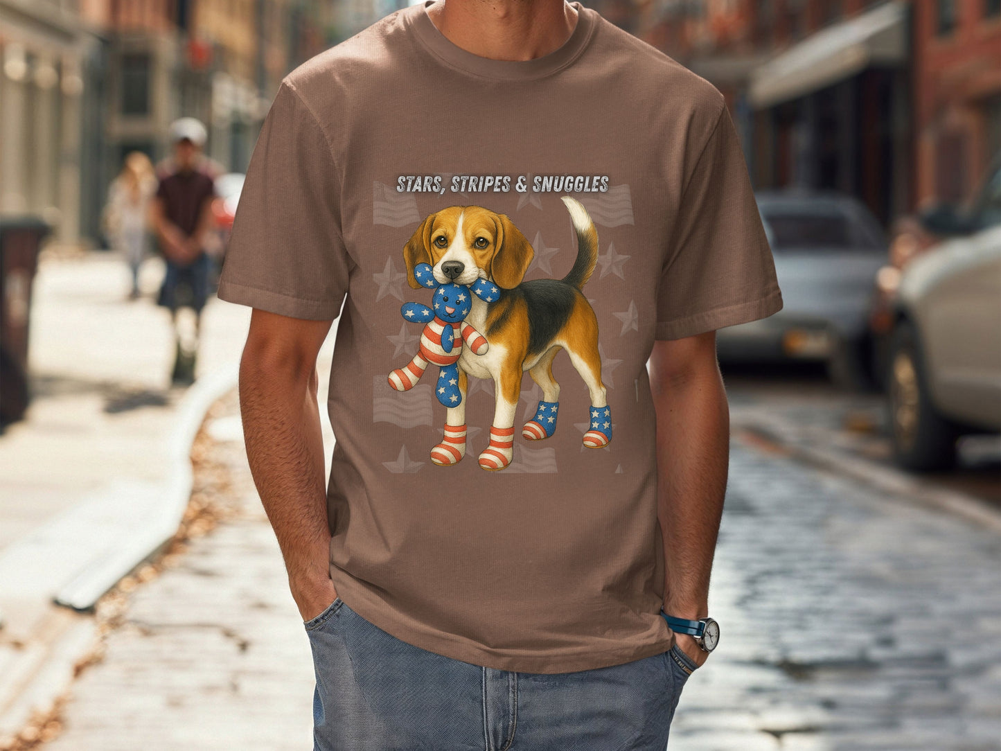 Beagle Patriotic Unisex T-Shirt - 4th of July Funny Dog Shirt -USA Flag - American Pride Pet Tee Great Gift