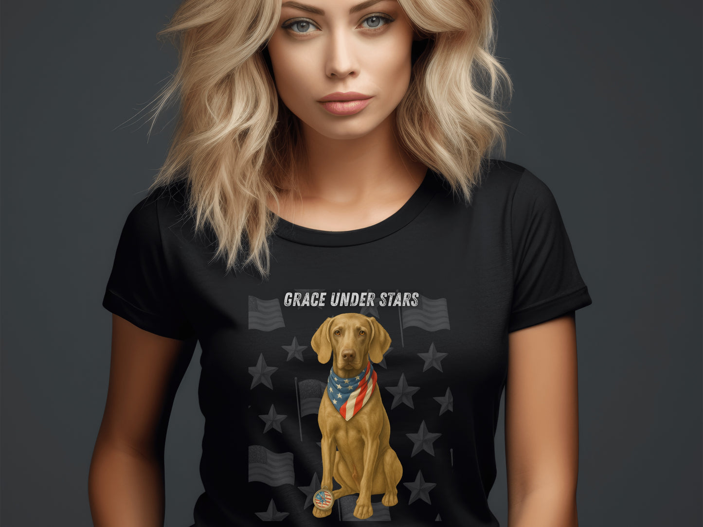 Weimaraner Patriotic Unisex T-Shirt - 4th of July Funny Dog Shirt -USA Flag - American Pride Pet Tee Great Gift