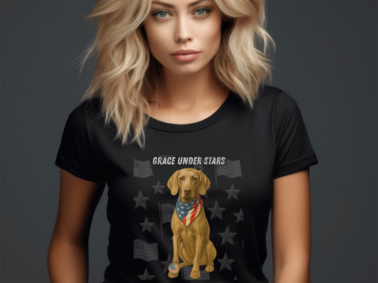 Weimaraner Patriotic Unisex T-Shirt - 4th of July Funny Dog Shirt -USA Flag - American Pride Pet Tee Great Gift