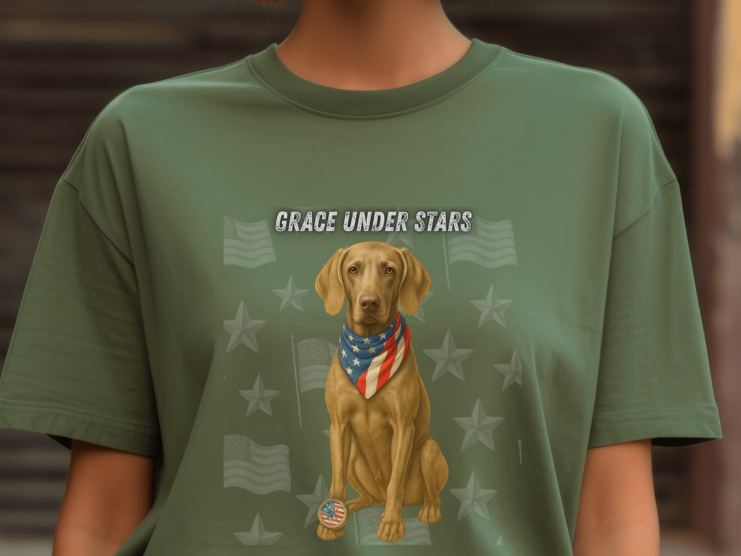 Weimaraner Patriotic Unisex T-Shirt - 4th of July Funny Dog Shirt -USA Flag - American Pride Pet Tee Great Gift