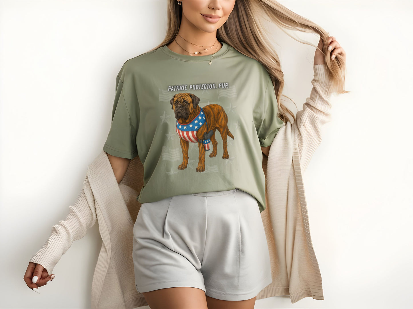 English Mastiff Patriotic Unisex T-Shirt - 4th of July Funny Dog Shirt -USA Flag - American Pride Pet Tee Great Gift