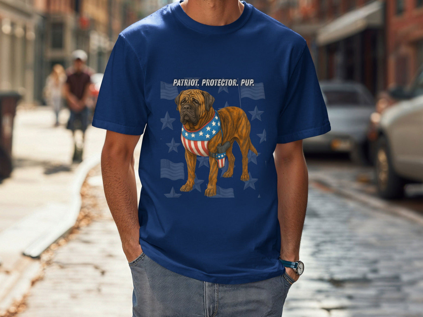 English Mastiff Patriotic Unisex T-Shirt - 4th of July Funny Dog Shirt -USA Flag - American Pride Pet Tee Great Gift