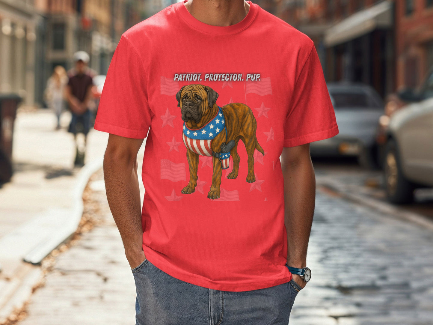 English Mastiff Patriotic Unisex T-Shirt - 4th of July Funny Dog Shirt -USA Flag - American Pride Pet Tee Great Gift