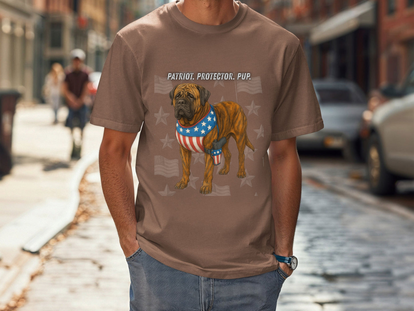English Mastiff Patriotic Unisex T-Shirt - 4th of July Funny Dog Shirt -USA Flag - American Pride Pet Tee Great Gift