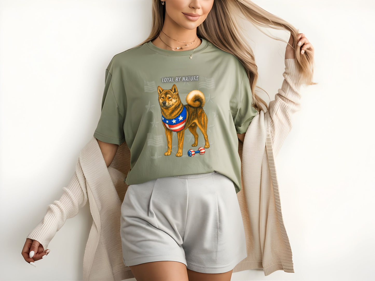 Akita Inu Patriotic Unisex T-Shirt - 4th of July Funny Dog Shirt -USA Flag - American Pride Pet Tee Great Gift