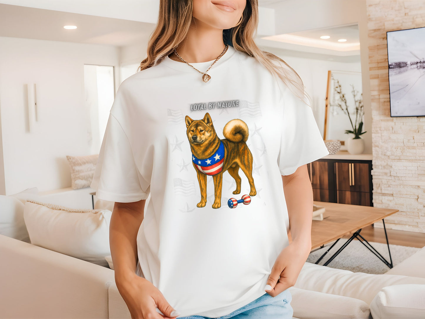 Akita Inu Patriotic Unisex T-Shirt - 4th of July Funny Dog Shirt -USA Flag - American Pride Pet Tee Great Gift