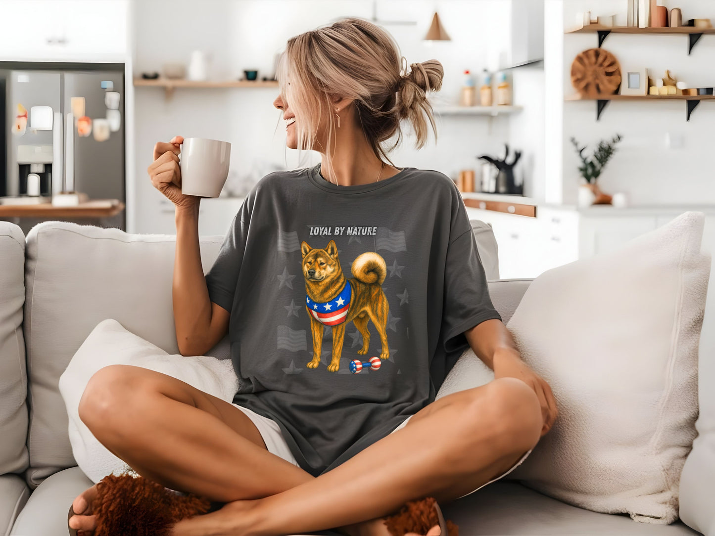 Akita Inu Patriotic Unisex T-Shirt - 4th of July Funny Dog Shirt -USA Flag - American Pride Pet Tee Great Gift