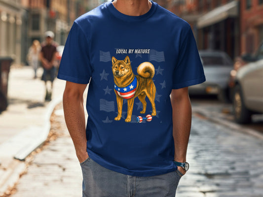 Akita Inu Patriotic Unisex T-Shirt - 4th of July Funny Dog Shirt -USA Flag - American Pride Pet Tee Great Gift